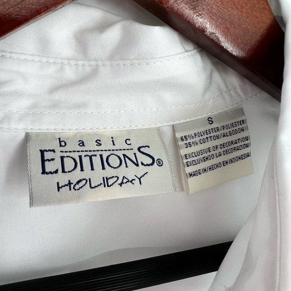 Vintage Christmas Bears Basic Editions Holiday Womens Small Blouse Shirt Top - Picture 2 of 11